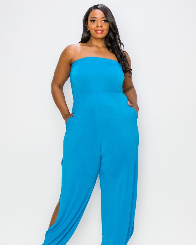 Teal jumpsuit plus size cheap